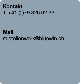 Kontakt
T. +41 (0)79 326 02 66


Mail
m.stollenwer